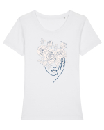 Floral Head Lips Tricou mânecă scurtă guler larg fitted Damă Expresser