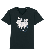 Floral Head Lips Tricou mânecă scurtă guler V Bărbat Presenter