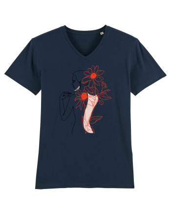 Floral Back Feminin French Navy
