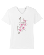 Silueta Floral Pink Tricou mânecă scurtă guler V Bărbat Presenter