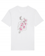 Silueta Floral Pink Tricou mânecă scurtă Unisex Rocker