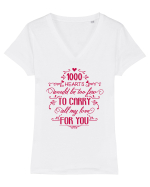 1000 de Inimi Tricou mânecă scurtă guler V Damă Evoker