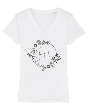 Floral Line Art White