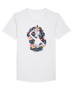 Colorful Feminin Back Tricou mânecă scurtă guler larg Bărbat Skater
