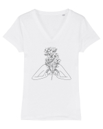 Floral Head Feminin Tricou mânecă scurtă guler V Damă Evoker