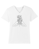Floral Head Feminin Tricou mânecă scurtă guler V Bărbat Presenter