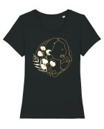 Yellow Line Art Feminin Tricou mânecă scurtă guler larg fitted Damă Expresser
