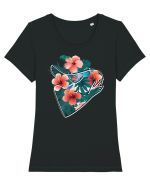 Hawaii Flowers Feminin Tricou mânecă scurtă guler larg fitted Damă Expresser