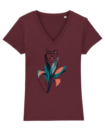 Red Floral Feminin Burgundy