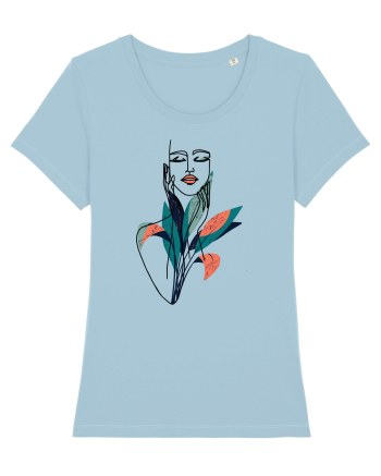 Red Floral Feminin Sky Blue
