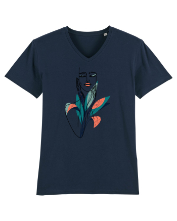 Red Floral Feminin French Navy