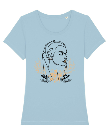 Orange Floral Head Sky Blue