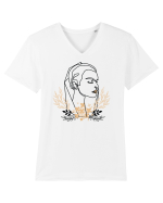 Orange Floral Head Tricou mânecă scurtă guler V Bărbat Presenter