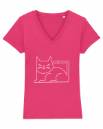 Minimal Cat Tricou mânecă scurtă guler V Damă Evoker