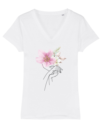 Pink Floral Hands White