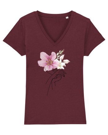 Pink Floral Hands Burgundy