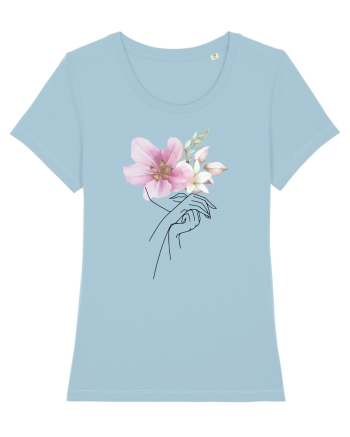 Pink Floral Hands Sky Blue