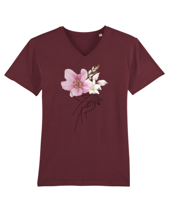 Pink Floral Hands Burgundy