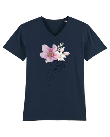 Pink Floral Hands French Navy
