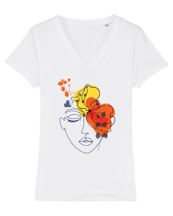 Red Head Floral White