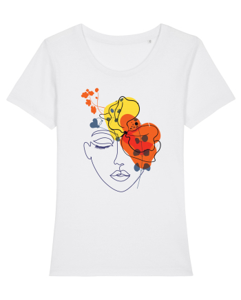 Red Head Floral White