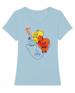 Red Head Floral Tricou mânecă scurtă guler larg fitted Damă Expresser