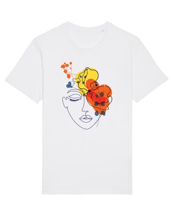 Red Head Floral White