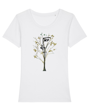Tree Face Line Art White