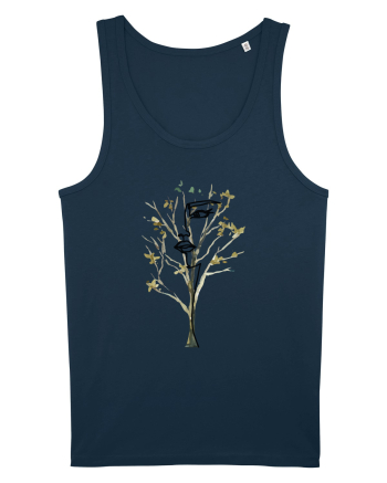 Tree Face Line Art Navy