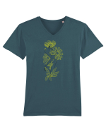 Silueta Floral Yellow Tricou mânecă scurtă guler V Bărbat Presenter