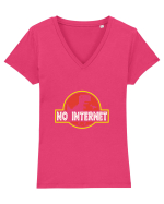 No Internet Dino Tricou mânecă scurtă guler V Damă Evoker