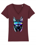 Techno Cat Tricou mânecă scurtă guler V Damă Evoker