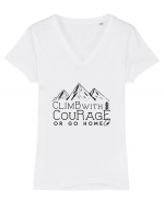 Climb with Courage Tricou mânecă scurtă guler V Damă Evoker