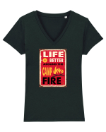 Life is Better Around the Campfire Tricou mânecă scurtă guler V Damă Evoker