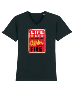 Life is Better Around the Campfire Tricou mânecă scurtă guler V Bărbat Presenter