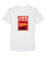 Life is Better Around the Campfire Tricou mânecă scurtă guler larg Bărbat Skater