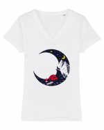 Moon Wolf Camping Tricou mânecă scurtă guler V Damă Evoker