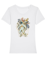 Astro Abstract Flowers Tricou mânecă scurtă guler larg fitted Damă Expresser