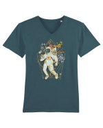 Astro Abstract Flowers Tricou mânecă scurtă guler V Bărbat Presenter