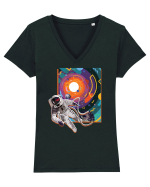 Astro Trippy Design Tricou mânecă scurtă guler V Damă Evoker