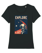 Explore Other Planet Tricou mânecă scurtă guler larg fitted Damă Expresser