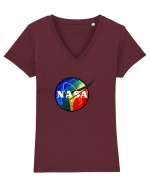 NASA Colorful Tricou mânecă scurtă guler V Damă Evoker