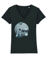 NASA Moon Tricou mânecă scurtă guler V Damă Evoker