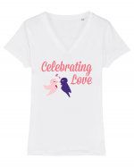 Celebrating Love Birds Tricou mânecă scurtă guler V Damă Evoker