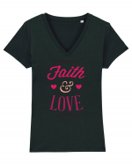 Faith and Love Tricou mânecă scurtă guler V Damă Evoker