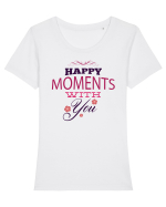 Happy Moments with you Tricou mânecă scurtă guler larg fitted Damă Expresser