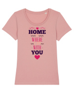 Home is... Tricou mânecă scurtă guler larg fitted Damă Expresser