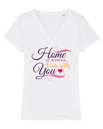Home is where I am with you Tricou mânecă scurtă guler V Damă Evoker