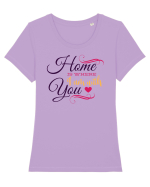 Home is where I am with you Tricou mânecă scurtă guler larg fitted Damă Expresser
