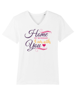 Home is where I am with you Tricou mânecă scurtă guler V Bărbat Presenter